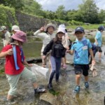 採集場所は川の中。冷たい水の中は気持ちいい~ 冷たい水の中は気持ちいい