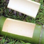 竹を切って炊飯の準備